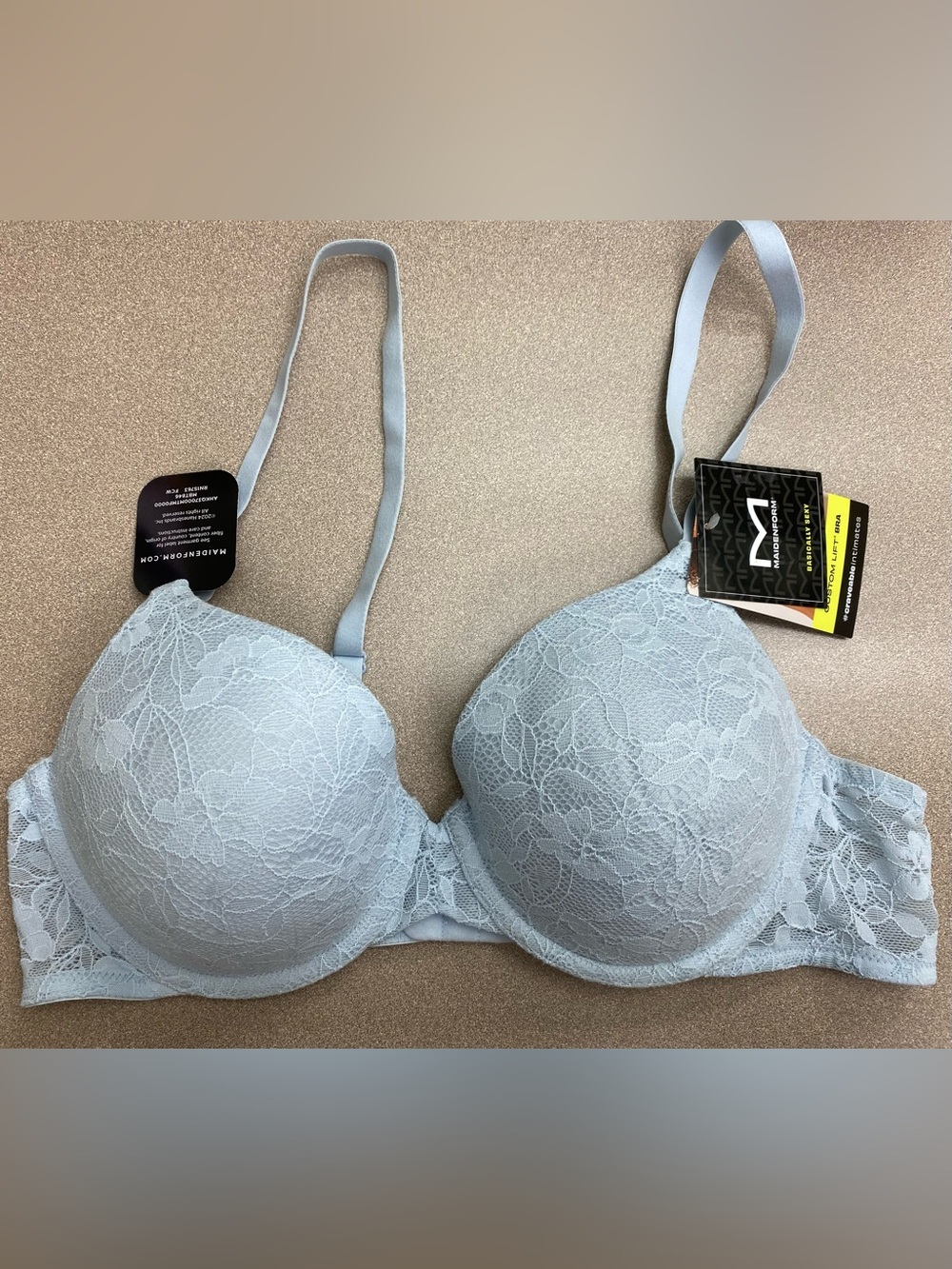 Maidenform Custom Lift Lace Padded Bra 36B Light Blue Convertible Lingerie